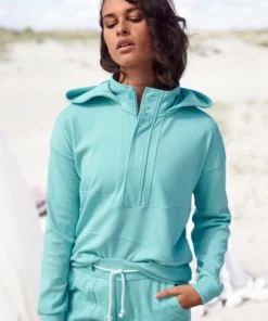 Bench. Kapuzensweatshirt mit Stehkragen und Reißverschluss Schwarz, T&uuml;rkis