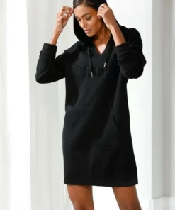 Bench. Sweatkleid aus Piqué mit 3D-Logoschriftzug Black, Ecru, Old rose