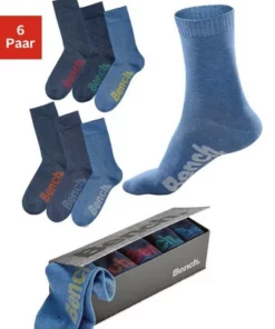 Bench. Socken (Box, 6-Paar) mit verschiedenfarbigen Logos Schwarz, Jeans-meliert, Grau-meliert 11 Bench. Socken (Box, 6-Paar) mit verschiedenfarbigen Logos Schwarz, Jeans-meliert, Grau-meliert -Bench Verkaufsgeschäft 16790018
