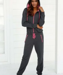 Bench. Jumpsuit mit kontrastfarbenen Details Anthrazit-meliert, Anthrazit-meliert-mint