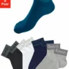 Bench. Kurzsocken (8-Paar) mit eingestricktem Schriftzug am Bündchen 2 x schwarz | 2 x wei&szlig; | 2 x hellgrau-meliert | 2 x blau, Schwarz