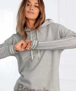Bench. Kapuzensweatshirt mit gestreiftem Bund und Glanzprint Apricot, Grau-meliert, Mint -Bench Verkaufsgeschäft 20547715