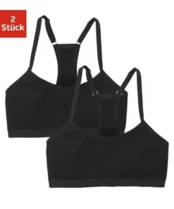 Bench. Bustier (Packung, 2 Stück) Mädchen - mit sportivem Rückenausschnitt und verstellbaren Trägern Wei&szlig; | wei&szlig;, Schwarz | schwarz, Rosa-gepunktet | blau-gepunktet -Bench Verkaufsgeschäft 21325219
