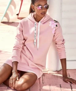 Bench. Sweatkleid mit Blumenprint auf der Schulter Schwarz, Wei&szlig;, Rauchrosa -Bench Verkaufsgeschäft 331b28a6 a6a9 5755 8d9a 5e4db6304fa3