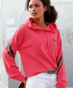 Bench. Kapuzensweatshirt in kurzer Form Schwarz-weiß, Pink-schwarz