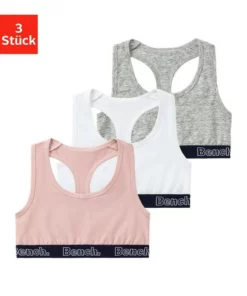 Bench. Bustier (3 Stück) mit Ringerrücken Rose | weiß | grau-meliert, Schwarz | weiß | grau-meliert