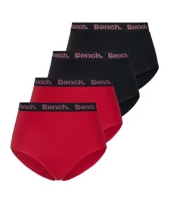 Bench. High-Waist-Slip (4 Stück) mit weichem Logo-Webbündchen Weiß | navy, Rot | navy, Rot | weiß | grau