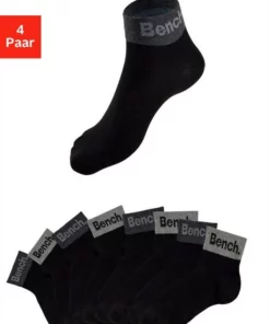Bench. Kurzsocken (8-Paar) mit eingestricktem Schriftzug am Bündchen 2 x schwarz | 2 x weiß | 2 x hellgrau-meliert | 2 x blau, Schwarz -Bench Verkaufsgeschäft 9ee1910d e223 5a3d b41a 02945566c9c6