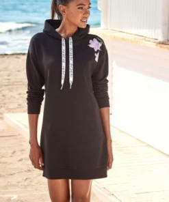 Bench. Sweatkleid mit Blumenprint auf der Schulter Schwarz, Wei&szlig;, Rauchrosa -Bench Verkaufsgeschäft a1654ac5 1be7 5b0c 971f 3fbf202fb3eb