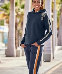 Bench. Kapuzensweatshirt mit Blumenprint und Logotapes Mandarine, Dunkelblau, Creme -Bench Verkaufsgeschäft aede53c1 2efc 56e1 85f9 6cd3b0ee8159