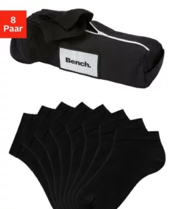 Bench. Sneakersocken (Federtasche, 8-Paar) in ansprechendem Mäppchen mit Reißverschluss 8 x schwarz, 2 x jeansblau-meliert | 2 x rose | 2 x pink | 2 x grau-meliert