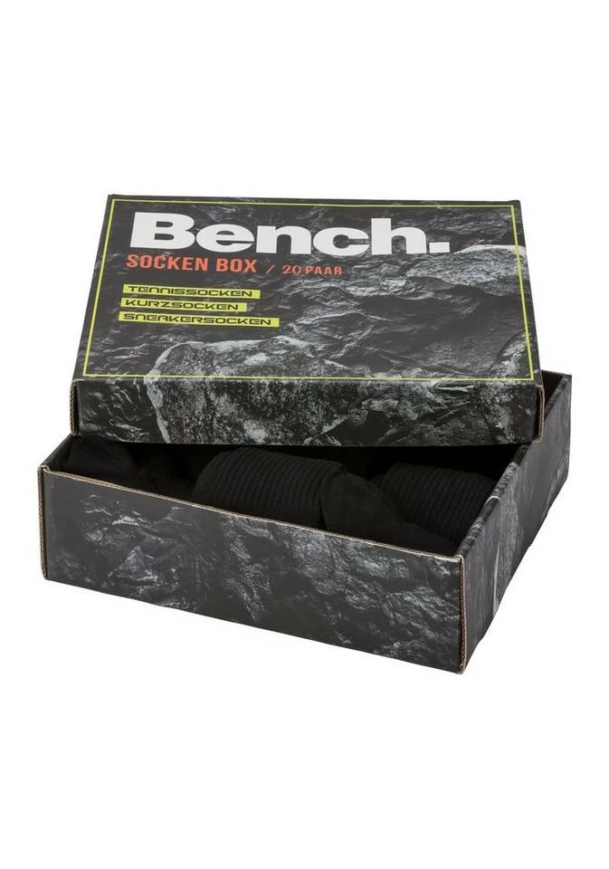 Bench. Sportsocken (Box, 20-Paar) 3 Längen in einer Box 6 x schwarz | 7 x weiß | 7 x grau-meliert, 20 x schwarz 6 Bench. Sportsocken (Box, 20-Paar) 3 Längen in einer Box 6 x schwarz | 7 x weiß | 7 x grau-meliert, 20 x schwarz – Bild 6