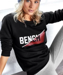 Bench. Sweatshirt mit frontalem Logodruck Offwhite-ecru, Grau-meliert, Schwarz