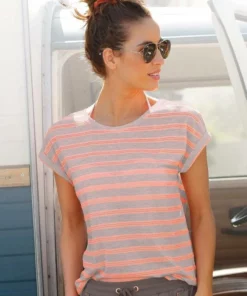 Bench. Kurzarmshirt mit transparenten Neon-Einsätzen