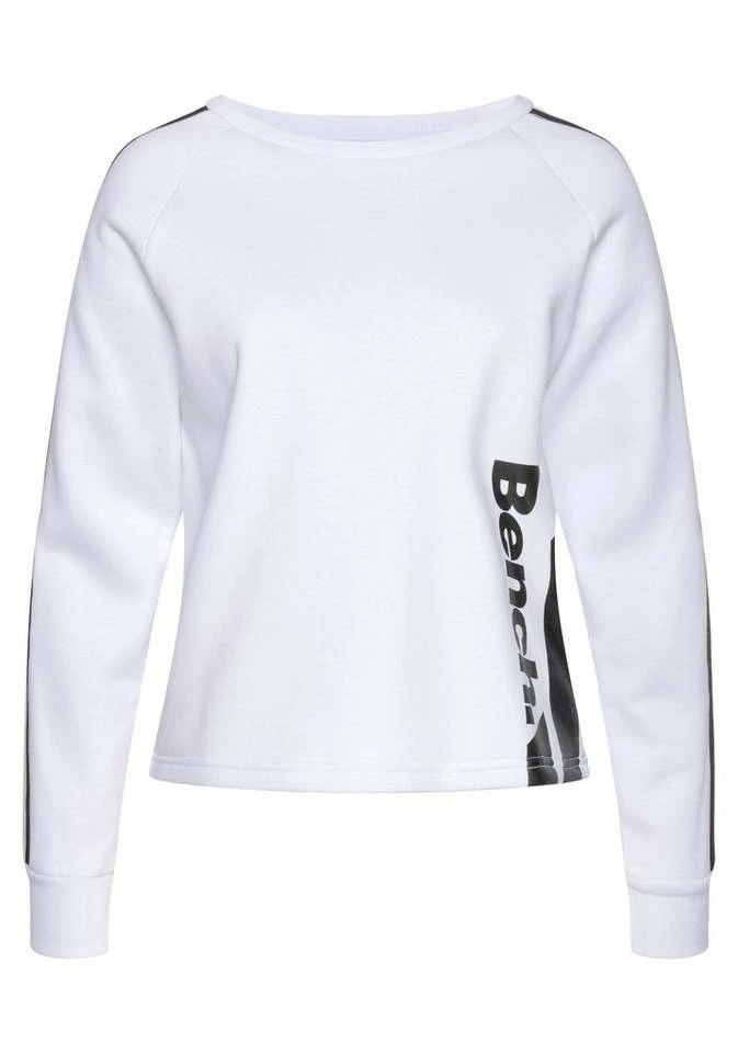 Bench. Sweater kurze Form mit Kontraststreifen Weiß, Schwarz, Rauchrosa 2 Bench. Sweater kurze Form mit Kontraststreifen Weiß, Schwarz, Rauchrosa – Bild 2