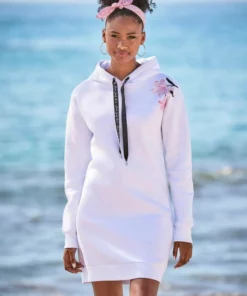 Bench. Sweatkleid mit Blumenprint auf der Schulter Schwarz, Wei&szlig;, Rauchrosa -Bench Verkaufsgeschäft eda873fd d05e 5d7a 9894 0f0cee750eb6