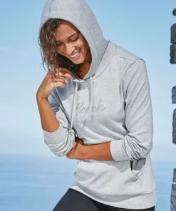 Bench. Kapuzensweatshirt mit glänzender Logostickerei Schwarz, Ecru, Hellgrau-meliert -Bench Verkaufsgeschäft f4cd5483 a335 5f91 b2a0 d08ab071ddf5