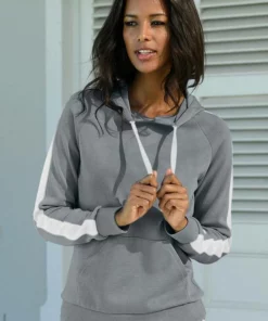 Bench. Kapuzensweatshirt mit Seitenstreifen und Kängurutasche Schwarz-wei&szlig;, Nude-wei&szlig;, Stone-wei&szlig; -Bench Verkaufsgeschäft f78f598c fb57 5638 9e83 7feae355ee19