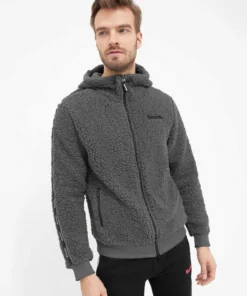 Bench. Fleecejacke »Plaint« Stickerei, Sportives Seitenband Schwarz, Navy, Grau